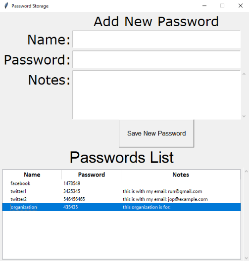 Passwords Storage